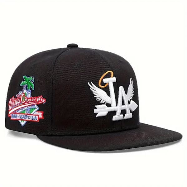 Winged Letter Embroidery Baseball Cap Hip Hop Breathable Snapback Hats Solid Color (Adjustable, White)