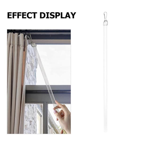 Universal Drapery Rod Acrylic Clear Curtain Wand Opening Pull Rod Blind Stick with Hook