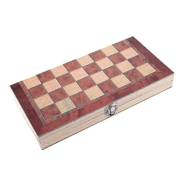 3-i-1 Schackbräde i Trä Resespel Schack Backgammon Dam Underhållning