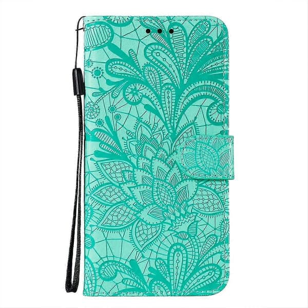 Blomstret skinnveske til iPhone 15 Plus Green