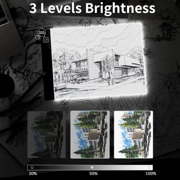 LED-piirustuslevy A5/A4/A3 3 kirkkaustasolla valopöytä/valolevy A3 (Canvas Only) Three-Level Dimming