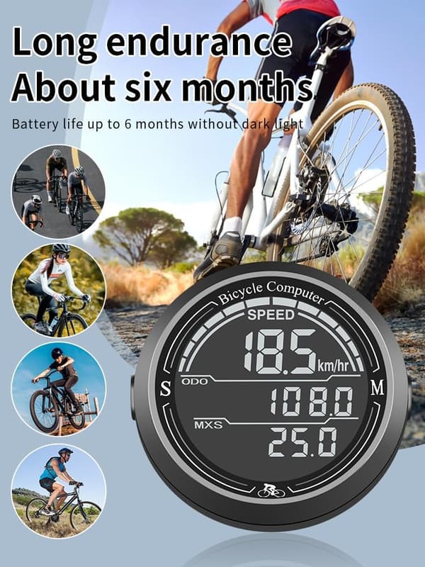 Round Bicycle Computer with Extra Large Digits, Automatic Power Saving Function, 180-Day Battery Life, Shockproof Bicycle Computer for Commuters and MTB Bikes (2\" Di)