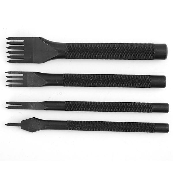 4 Pcs Leather Craft Tool with Fork Chisel, Black Galvanizing, Leather Craft Chisel 3 mm