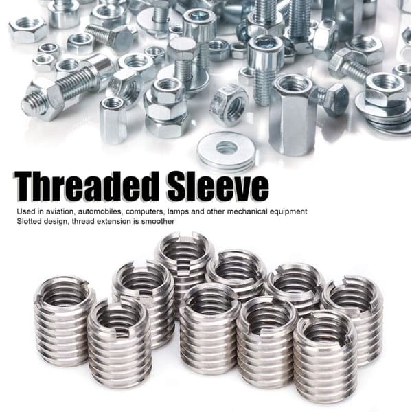 10 Pieces Insert Nut Threaded Sleeve Repair Sleeve Threaded Screw Reducing Conversion Tool M8 Female to M10 Male
