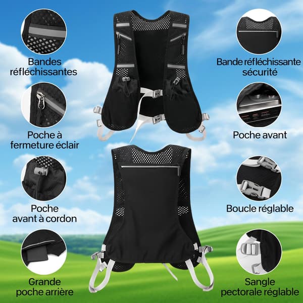 Running Vest with Hydration System and 2 Soft Flasks 500ml, Hydration Vest for Women and Men, Adjustable Breathable Backpack for Marathon Cycling