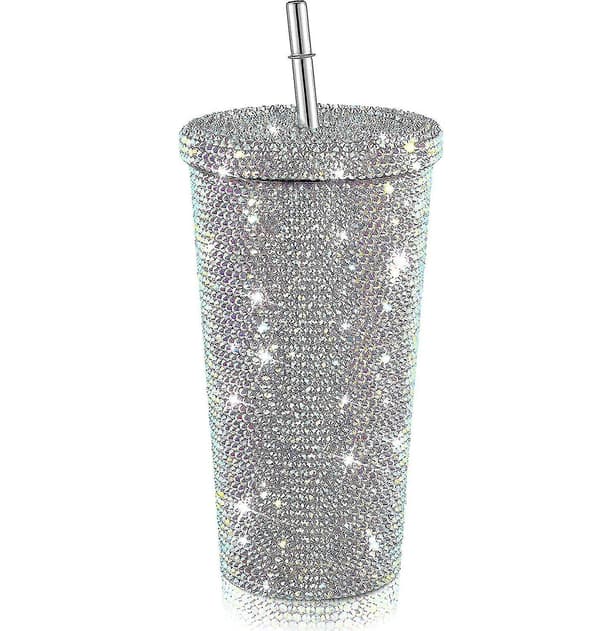 Bling-timanttivesipullo glitterillä ja kannella