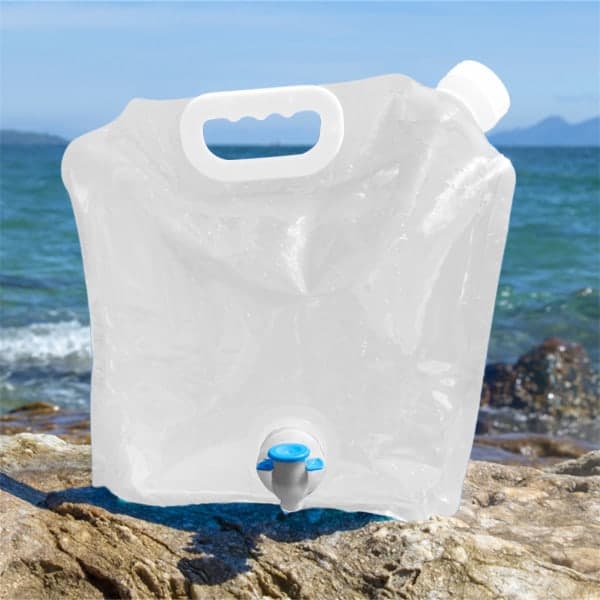 Hopfällbar vattenpåse i plast, vit, 5 liter 5