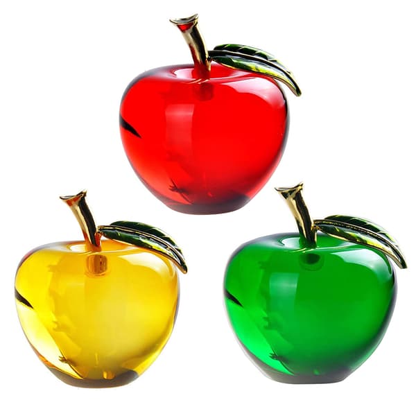 1 Crystal Apple Creative Gift: Gold Leaf Decoration Craft - Christmas Decorations & Home Decor (60 Gold Leaf Red)