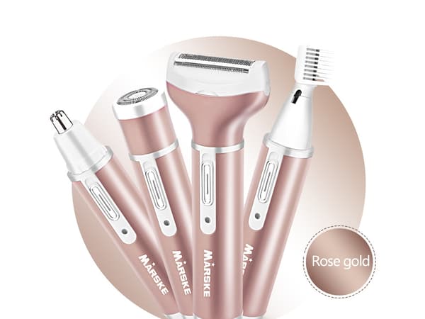 Epilator kvinnors kroppsrakapparat bentrimmer 4-i-1 utbytbara tips USB