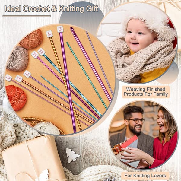 Long Crochet Hook Set, 11 Tunisian Crochet Hooks, Multicolor
