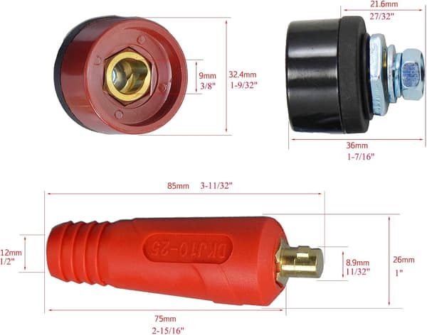4 pcs Solder Cable Panel Connector Socket Kit, 200A Quick Connect Socket (DKJ10-25 & DKZ10-25)