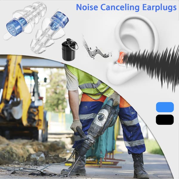 High-efficiency noise-cancelling earplugs 1 pair with case Black