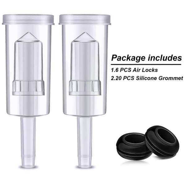 Airlock Kit for Fermentation, 40 Pieces Silicone Grommets and 6 Pieces Plastic Airlocks for Preserving