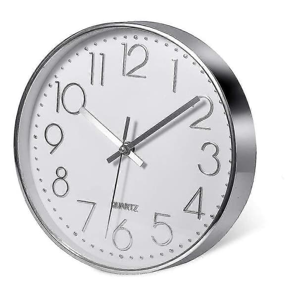 Premium Silver Wall Clock, Wall Decoration, Modern Silent Wall Clock For Home Office Kitchen (25cm)