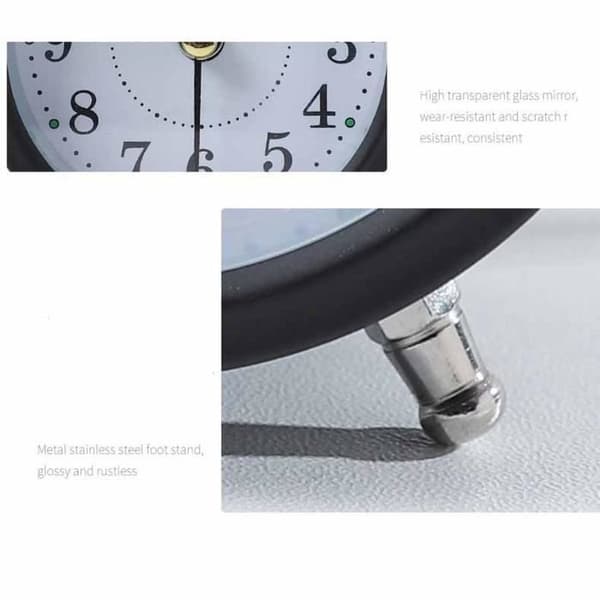 Väckarklocka - Metall - Dubbelklocka - Mjuk bakgrundsbelysning - Tyst - 7,5 cm