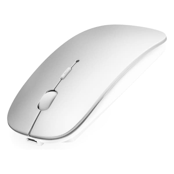 Rechargeable Wireless Mouse for Laptop Mac iPad, Wireless Bluetooth Mouse with Silent Clicks and Adjustable DPI, Portable Ergonomic Dual Mode Mice