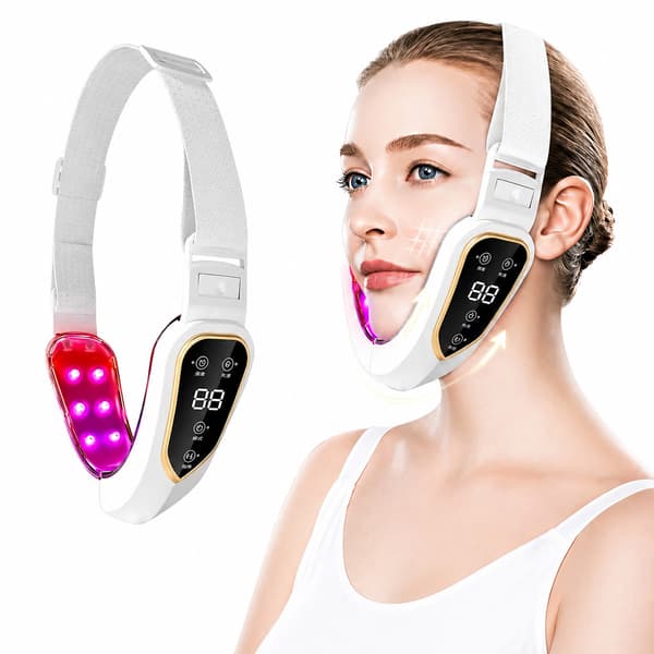 V-Ansiktslyftande Massager med 12 Justerbara Nivåer - Mikrovibration & LED-Ljusterapi Vit