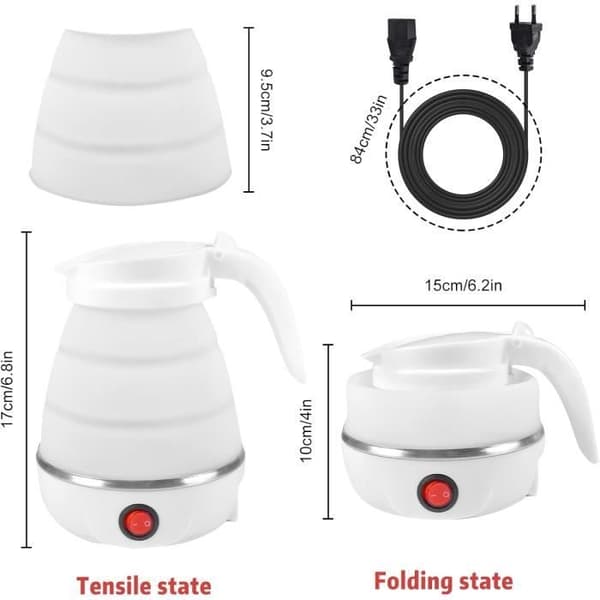 Foldable Kettle, 600ml Silicone Kettle, Portable Kettle, Mini Kettle for A58