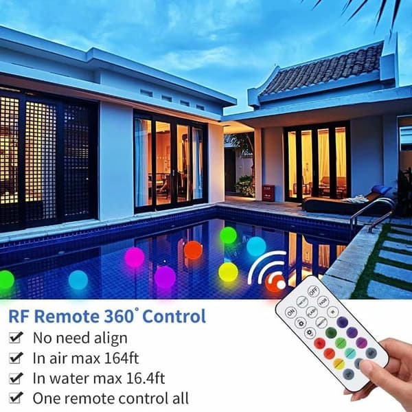 Floating Pool Lights, 16 LED Pool Lights with Remote Control, Waterproof Pool Lighting