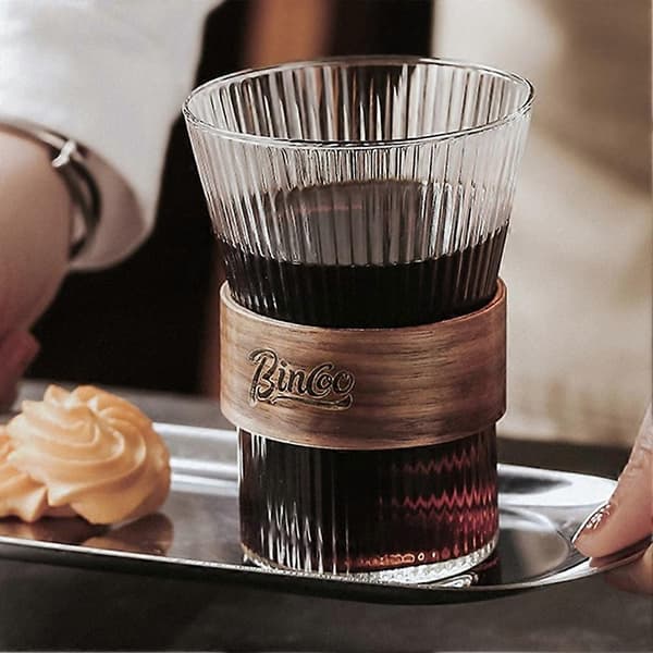 BINCOO Glass Coffee Cup Handmade Coffee Cup Sharing Cup Set High Value Light Luxury Glass for Household 310ML