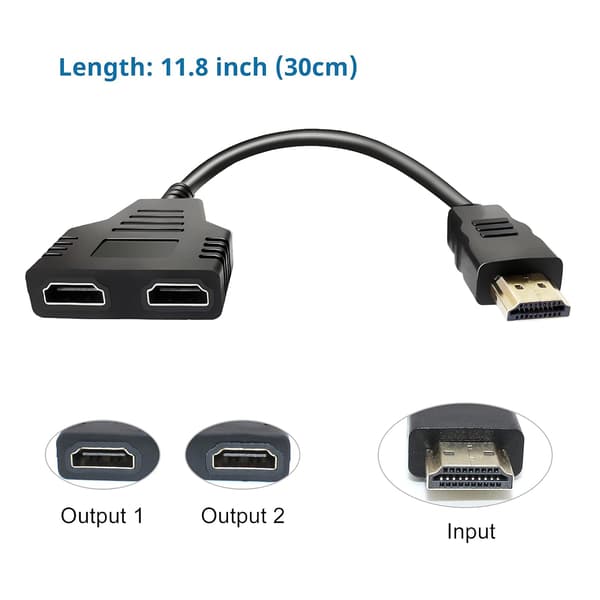 HDMI-splitteradapterkabel - HDMI-splitter 1 in 2 ut HDMI