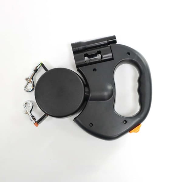 Dual Dog Leash: Retractable Leash for Two Dogs with Tangle-Free Design, 3m Length Black