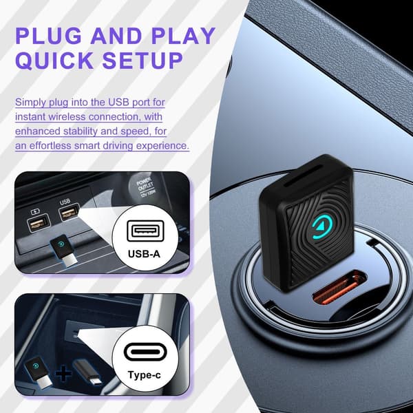 Wireless CarPlay Adapter - Black: Wired to Wireless CarPlay Converter for Smart Car Connectivity