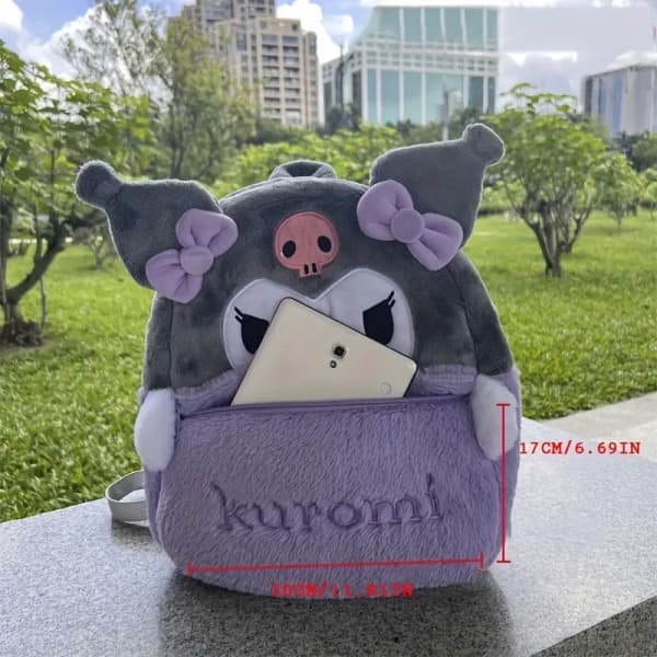 Cartoon Cute Plush Backpack Bag Cinnamoroll Kuromi Heart Large Capacity