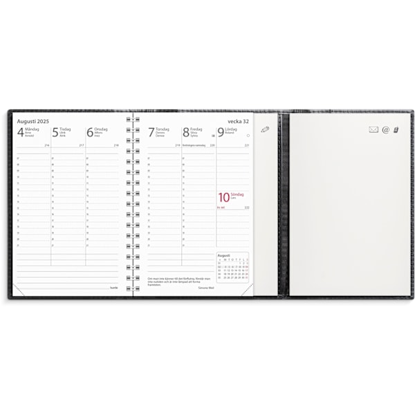 Kalender 2025 Prestige de Luxe svart skinn