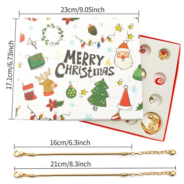 Surprise Blind Box Sæt 24 Nedtællingskalender Advent Jul Charms Armbånd Sæt DIY 1 set