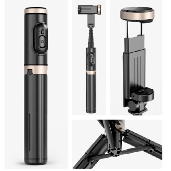Bluetooth trådlös handhållen Selfie Stick-stativ Utdragbar monopod med fjärrkontroll-USB-uppladdningsbar White