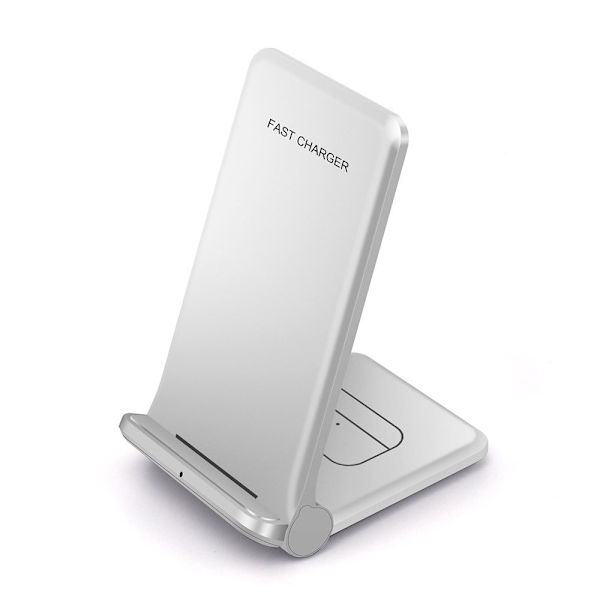 Vertikal hopfällbar 2-i-1 trådlös telefonladdare QI-enheter - Typ C White