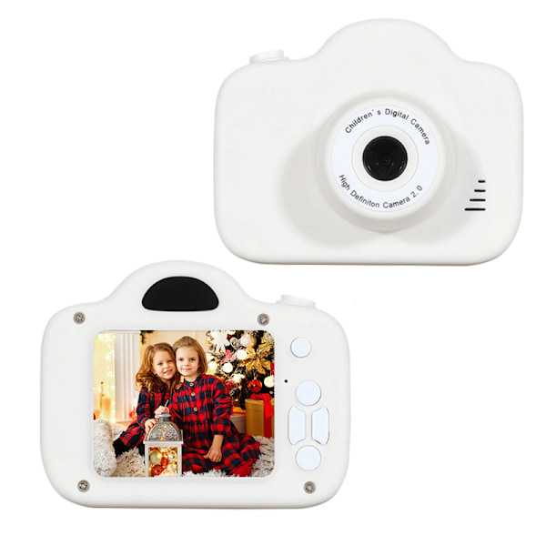 High Definition Front Rear Kid's Dual Toy Camera USB genopladeligt - Hvid White