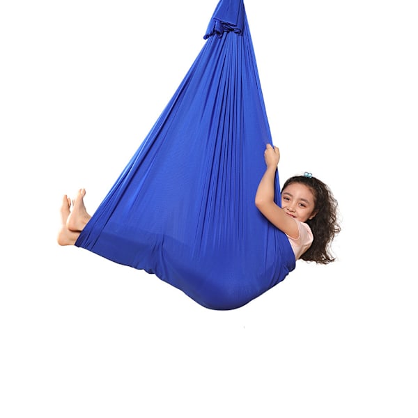 Barneterapi Swing Yoga Kos Sensorisk hengende elastisk hengekøye Blue Medium