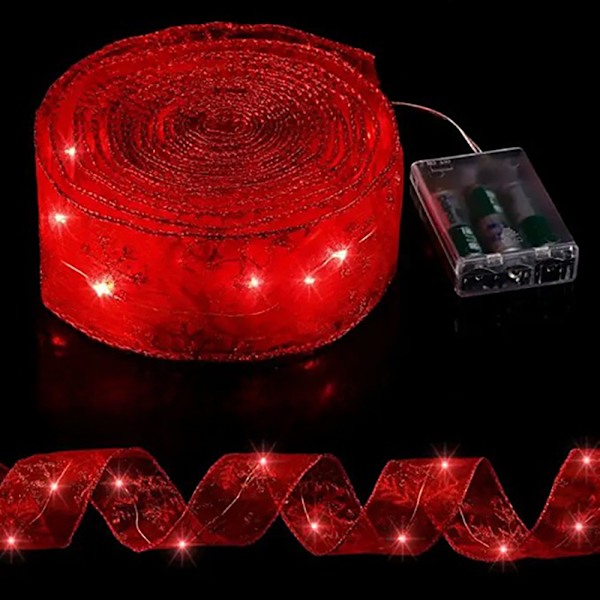 Christmas Ribbon Fairy LED-valot uudenvuoden joulukuusenkoristelu-akkukäyttöinen Gold & warm 5m