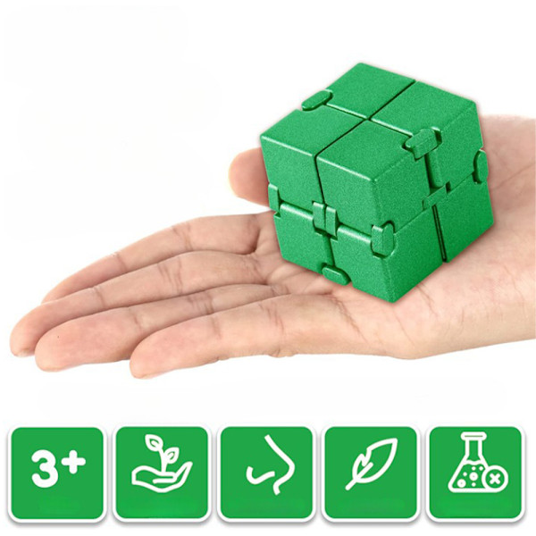 Stressavlastning og angstdempende Finger Flip Infinity Cube Fidget Leker for barn og voksne Green