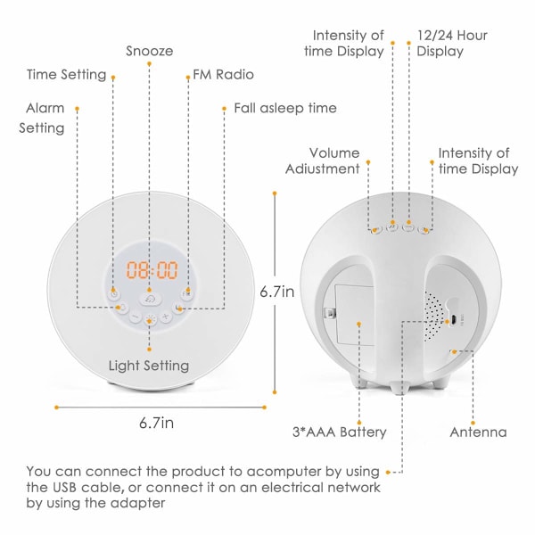 Touch Sensor Digital väckarklocka Sunrise Sunset Simulator LED-belysning