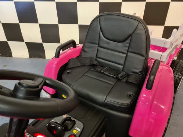 Børnetraktor 12 volt med trailer pink