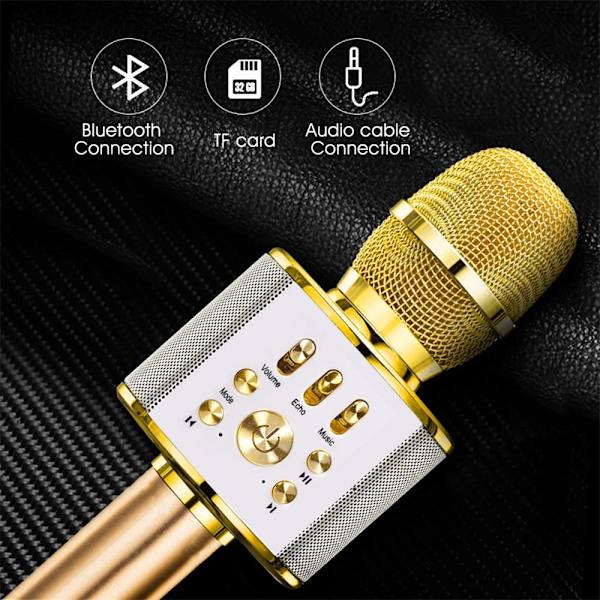 Bärbar trådlös karaokemikrofon - USB-laddning Gold