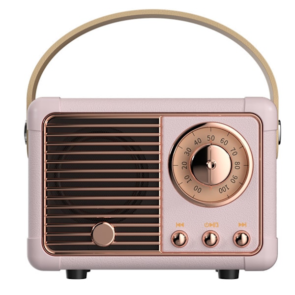 Retro trådlös Mini Bluetooth-högtalare Vintage Dekor för iPhone Android - USB Uppladdningsbar Pink