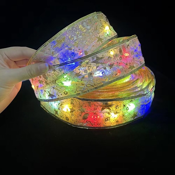 Christmas Ribbon Fairy LED-valot uudenvuoden joulukuusenkoristelu-akkukäyttöinen Red & Multicolored 2m