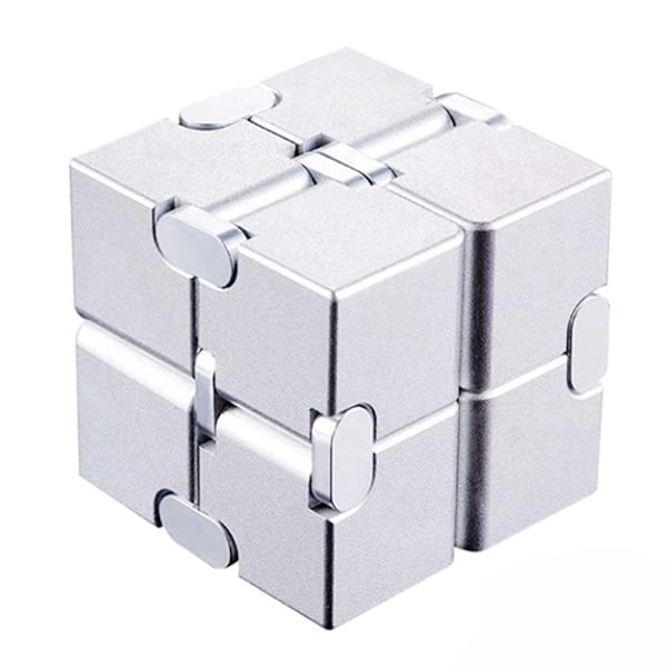 Stressiä lievittävät ja ahdistusta estävät sormenkäännösten Infinity Cube Fidget -lelut lapsille ja aikuisille Silver