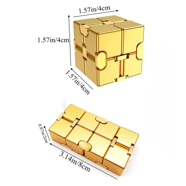 Stressaflastning og angstdæmpende fingerflip Infinity Cube Fidget-legetøj til børn og voksne Golden