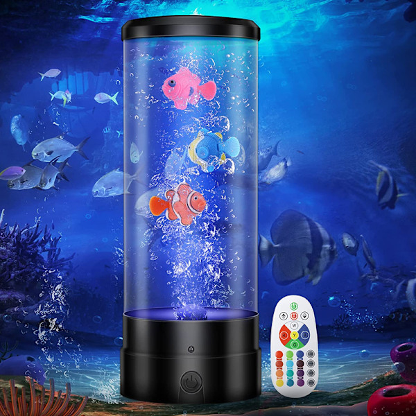 Fantasy Fish LED -kaukosäätävä laavalamppu USB-liitännällä - Musta Black