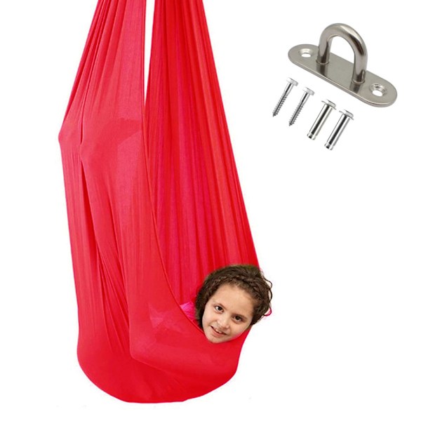 Barneterapi Swing Yoga Kos Sensorisk hengende elastisk hengekøye Red Medium