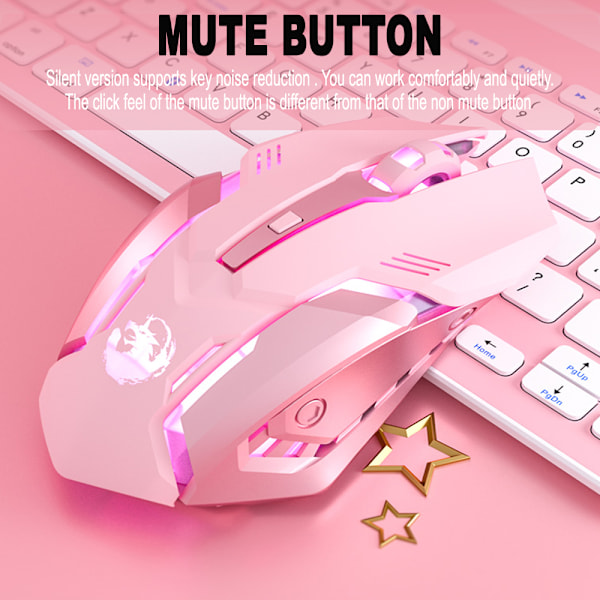 6 nycklar Ergonomisk trådlös USB uppladdningsbar spelmus med bakgrundsbelysning