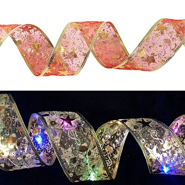 Christmas Ribbon Fairy LED-lys nytår juletræsdekoration-batteridrevet Red & Multicolored 2m