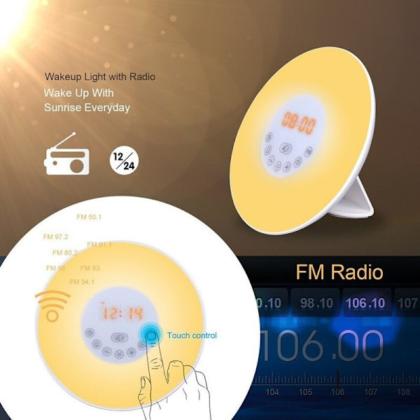Touch Sensor Digital väckarklocka Sunrise Sunset Simulator LED-belysning