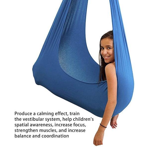 Børneterapi Swing Yoga Knus Sensorisk hængende elastisk hængekøje Blue Medium