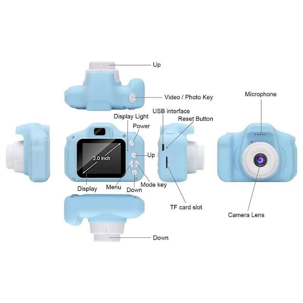 Mini digital barnkamera med 2 tums skärm i 3 färger Blue